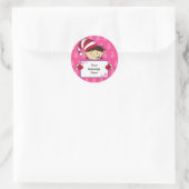 Schattige Roze Elf Christmas Gift Label Sticker (Tas)