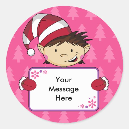 Schattige Roze Elf Christmas Gift Label Sticker (Voorkant)