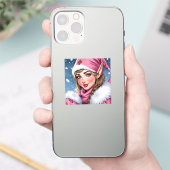 Schattige Roze Elf Kerst Sticker (Telefoon)