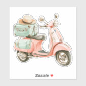 Schattige Roze en Aqua Kustscooter Sticker (Vel)