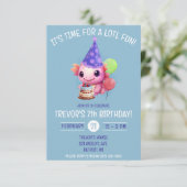 Schattige Roze en Blauw Axolotl Verjaardagsfeest Kaart (Staand voorkant)