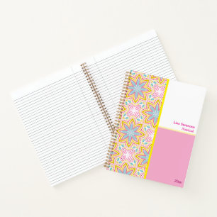 Schattige roze en blauw bloemenpatroon Notitieboek