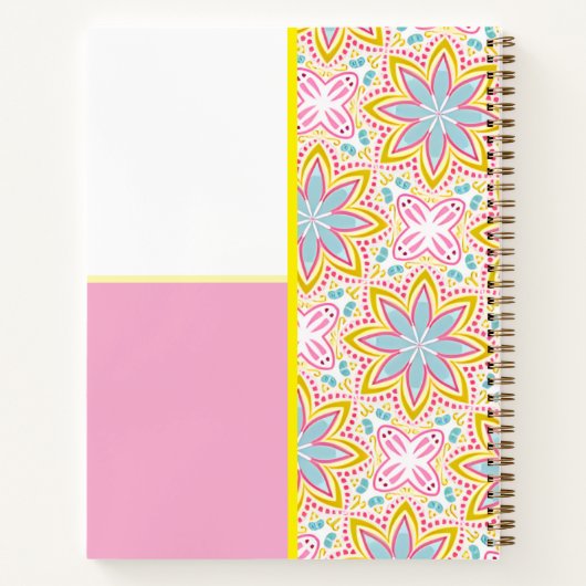 Schattige roze en blauw bloemenpatroon Notitieboek (Achterkant)