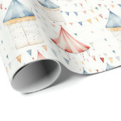 Schattige Roze en Blauw Circus Tenten Baby shower Cadeaupapier (Rol Hoek)