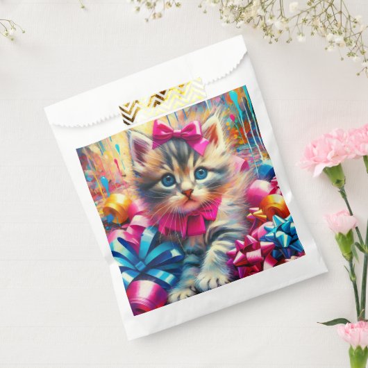 Schattige Roze en Blauw Kitten Meisje's Verjaardag Bedankzakje (Gezegeld)