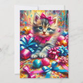 Schattige Roze en Blauw Kitten Meisje's Verjaardag Kaart (Voorkant)