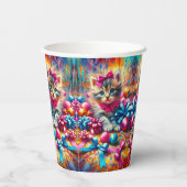 Schattige Roze en Blauw Kitten Meisje's Verjaardag Papieren Bekers (Achterkant)