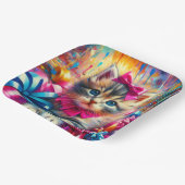 Schattige Roze en Blauw Kitten Meisje's Verjaardag Papieren Bordje (Gebogen)