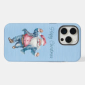 Schattige Roze en Blauw Santa In Jeans iPhone Hoesje (Achterkant horizontaal)