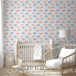 Schattige roze en blauwe baby cloud voor kinderen behang