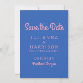 Schattige Roze en Blauwe Fantasievolle Typografie Save The Date (Voorkant)