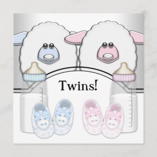 Schattige Roze en Blauwe Schapen Tweeling Baby Sho Kaart