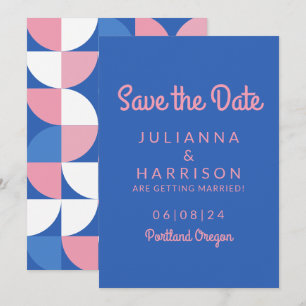 Schattige Roze en Blauwe Whimsical Typografie Save The Date