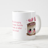 Schattige Roze en Cream Waterverf Hot Cacao Harten Grote Koffiekop (Voorkant rechts)