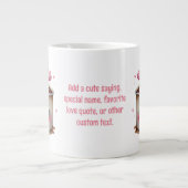 Schattige Roze en Cream Waterverf Hot Cacao Harten Grote Koffiekop (Voorkant)