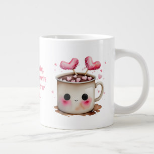 Schattige Roze en Cream Waterverf Hot Cacao Harten Grote Koffiekop