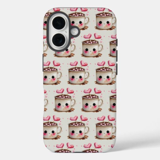 Schattige Roze en Cream Waterverf Hot Cacao Liefde Case-Mate iPhone Case (Achterkant)