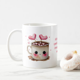 Schattige Roze en Cream Waterverf Hot Cacao Liefde Koffiemok