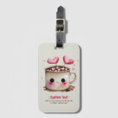 Schattige Roze en Cream Waterverf Hot Cacao Mok Bagagelabel (Voorkant (verticaal))