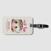 Schattige Roze en Cream Waterverf Hot Cacao Mok Bagagelabel (Voorkant (horizontaal))