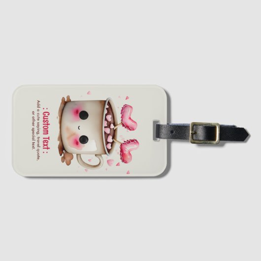 Schattige Roze en Cream Waterverf Hot Cacao Mok Bagagelabel (Voorkant (horizontaal))