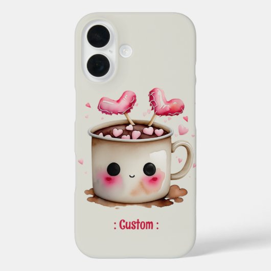 Schattige Roze en Cream Waterverf Hot Cacao Mok Case-Mate iPhone Case (Achterkant)