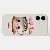 Schattige Roze en Cream Waterverf Hot Cacao Mok Case-Mate iPhone Case (Achterkant (horizontaal))