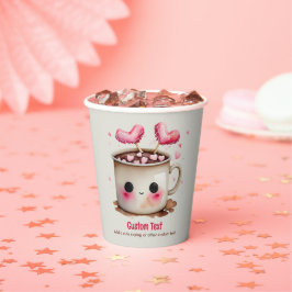 Schattige Roze en Cream Waterverf Hot Cacao Mok Papieren Bekers