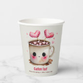 Schattige Roze en Cream Waterverf Hot Cacao Mok Papieren Bekers (Voorkant)