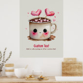 Schattige Roze en Cream Waterverf Hot Cacao Mok Poster (Keuken)