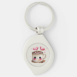 Schattige Roze en Cream Waterverf Hot Cacao Mok Sleutelhanger