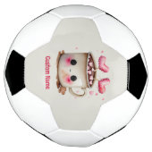 Schattige Roze en Cream Waterverf Hot Cacao Mok Voetbal (Gedraaid)