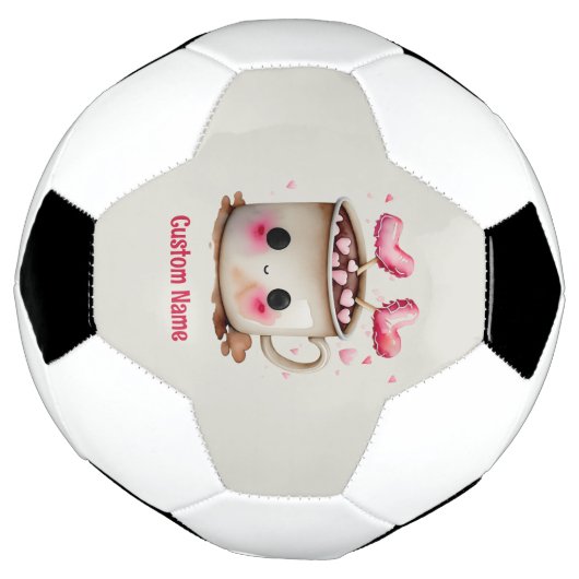Schattige Roze en Cream Waterverf Hot Cacao Mok Voetbal (Gedraaid)