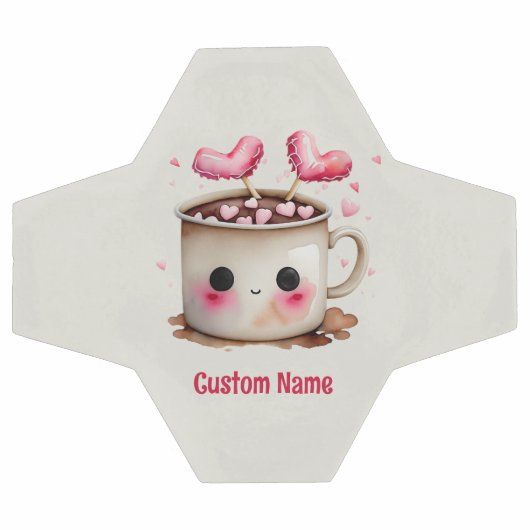 Schattige Roze en Cream Waterverf Hot Cacao Mok Voetbal (Enkel)