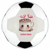 Schattige Roze en Cream Waterverf Hot Cacao Mok Voetbal (Voorkant)