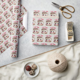 Schattige Roze en Cream Waterverf Hot Cacao Patter Cadeaupapier