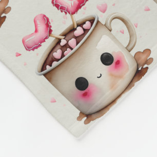 Schattige Roze en Cream Waterverf Hot Cacao Patter Fleece Deken