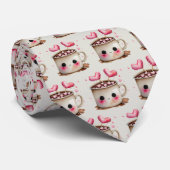 Schattige Roze en Cream Waterverf Hot Cacao Patter Stropdas (Opgerold)