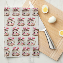 Schattige Roze en Cream Waterverf Hot Cacao Patter Theedoek