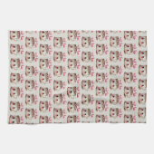 Schattige Roze en Cream Waterverf Hot Cacao Patter Theedoek (Horizontaal)