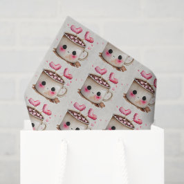 Schattige Roze en Cream Waterverf Hot Cacao Patter Tissuepapier