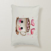 Schattige Roze en Cream Waterverf Hot Chocolate Mo Accent Kussen (Achterkant (Verticaal))