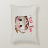 Schattige Roze en Cream Waterverf Hot Chocolate Mo Accent Kussen (Voorkant(Verticaal))