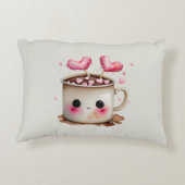 Schattige Roze en Cream Waterverf Hot Chocolate Mo Accent Kussen (Achterkant)