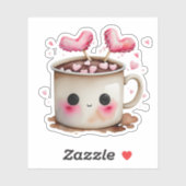 Schattige Roze en Cream Waterverf Hot Chocolate Mo Sticker (Vel)