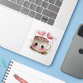 Schattige Roze en Cream Waterverf Hot Chocolate Mo Sticker