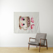 Schattige Roze en Cream Waterverf Hot Chocolate Mo Wandkleed (In Situ (horizontaal))