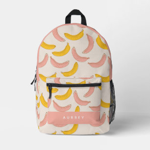 Schattige roze en geel bananenpatroon bedrukte rugzak