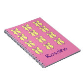 Schattige Roze en Gele Bogen Patroon Meisje's Naam Notitieboek (Rechterzijde)
