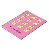 Schattige Roze en Gele Bogen Patroon Meisje's Naam Notitieboek (Linkerzijde)